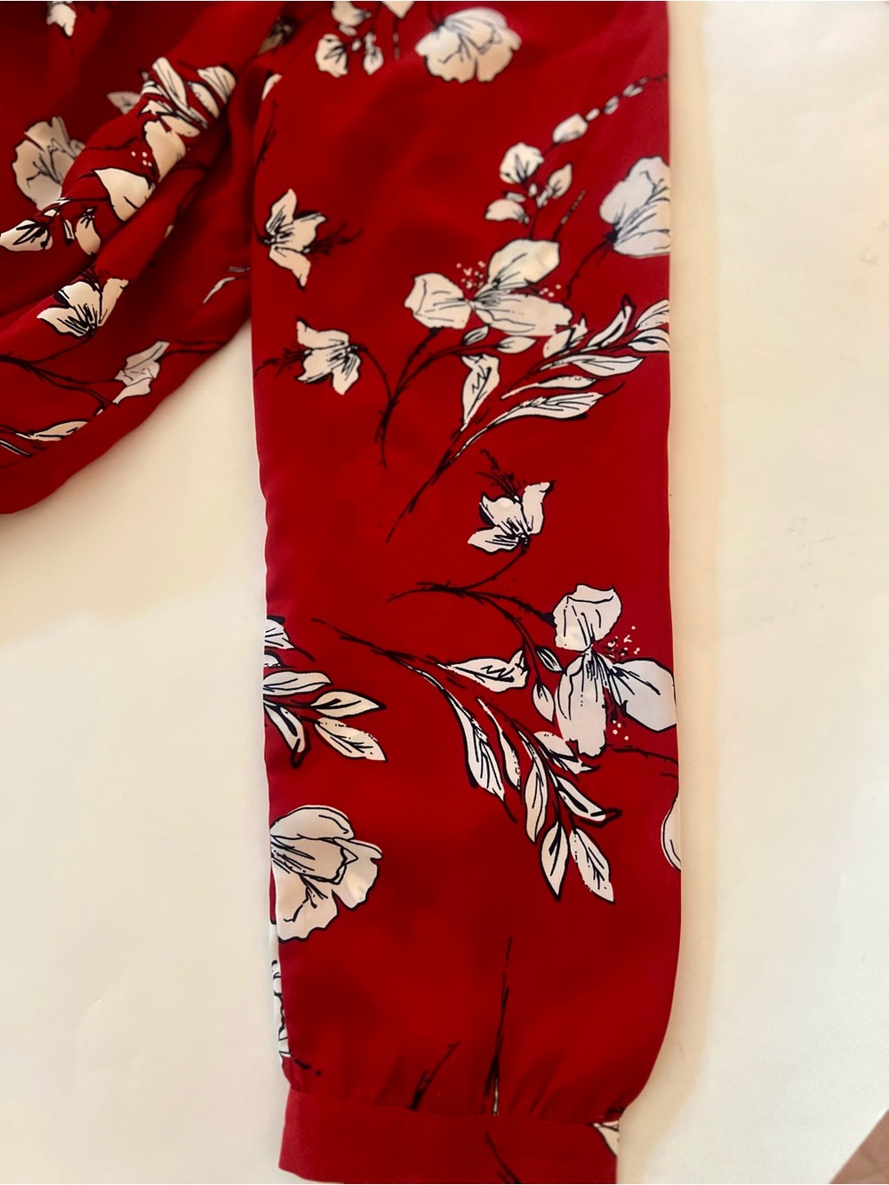 Red Floral Long Sleeve Tiered Dress, Size XL - Picture 7 of 7
